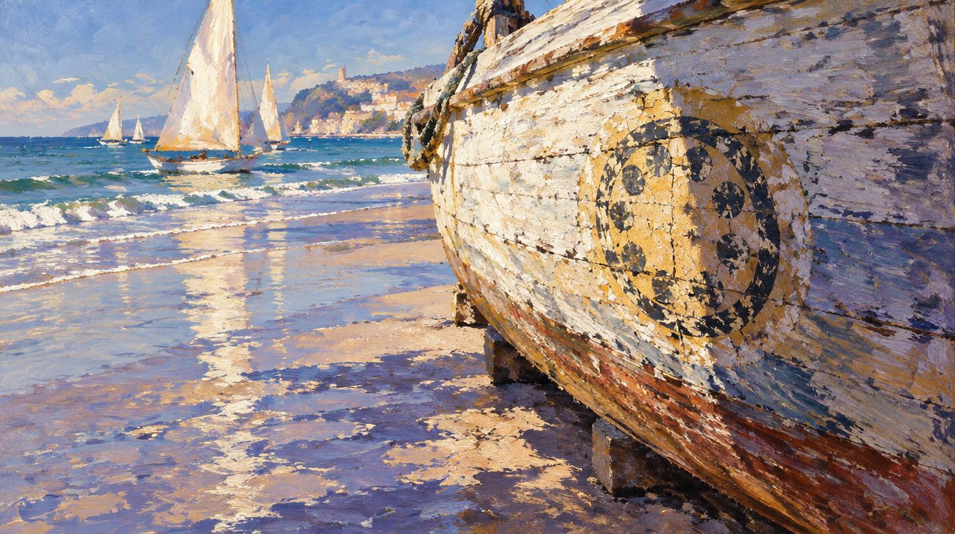 The beached boat, a wallpaper that comes with Roundel OS